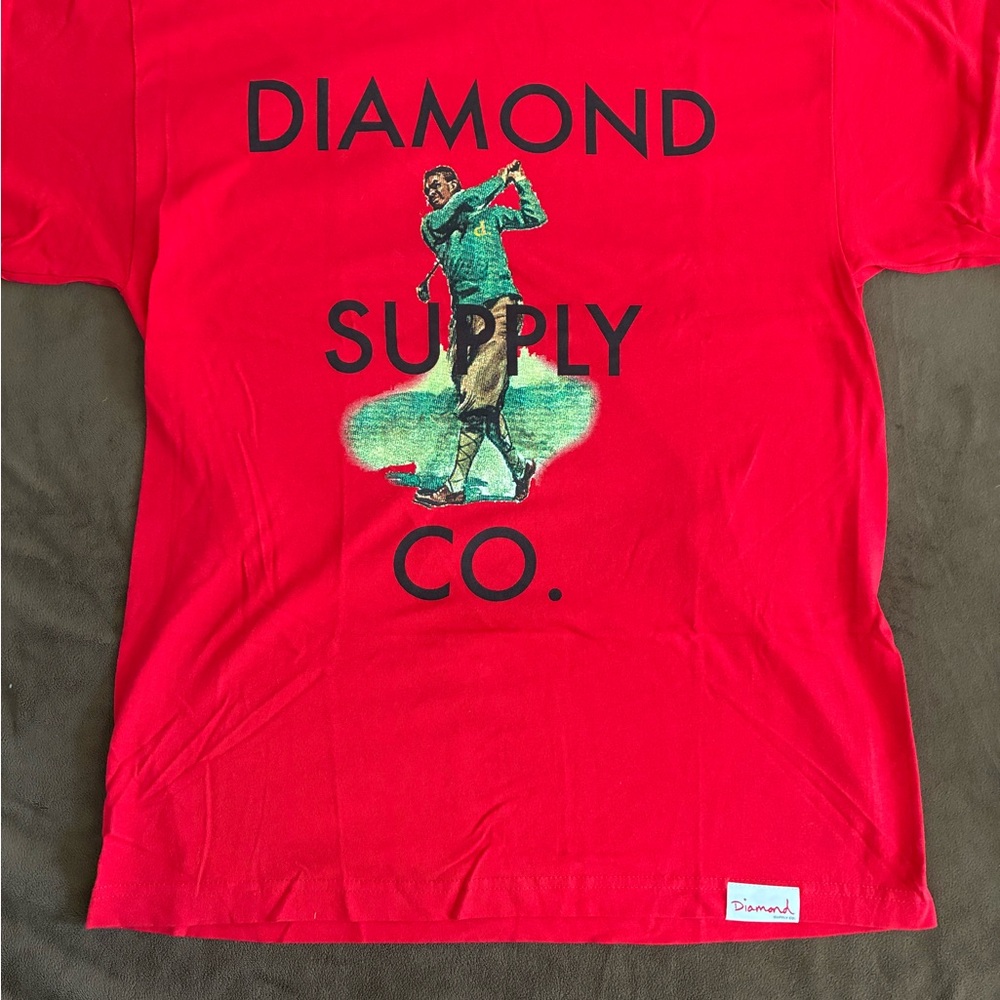 Diamond Supply Co. Red Graphic Golf T-Shirt
